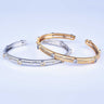 DREVANBOOTSPRO - Vintage Brushed Texture Open Cuff Bangle For Women, Gold Tone Clear Tone Simulated Zirconia Star Dot Inlay Light Luxury Daily Commute Hand Jewelry